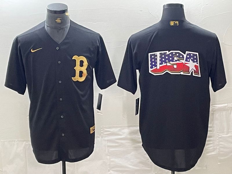 Men Boston Red Sox Blank Black gold 4 th generation Nike 2024 MLB Jersey style 2